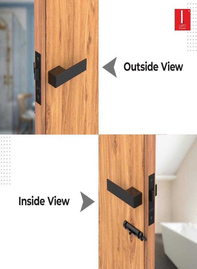 LAPO Bathroom & Balcony Mortise Lock û Durable Black Finish | Heavy Duty Lockbody with Latch | Ideal for Home, Office & Hotel Use | 3-Year Warranty - Image 4